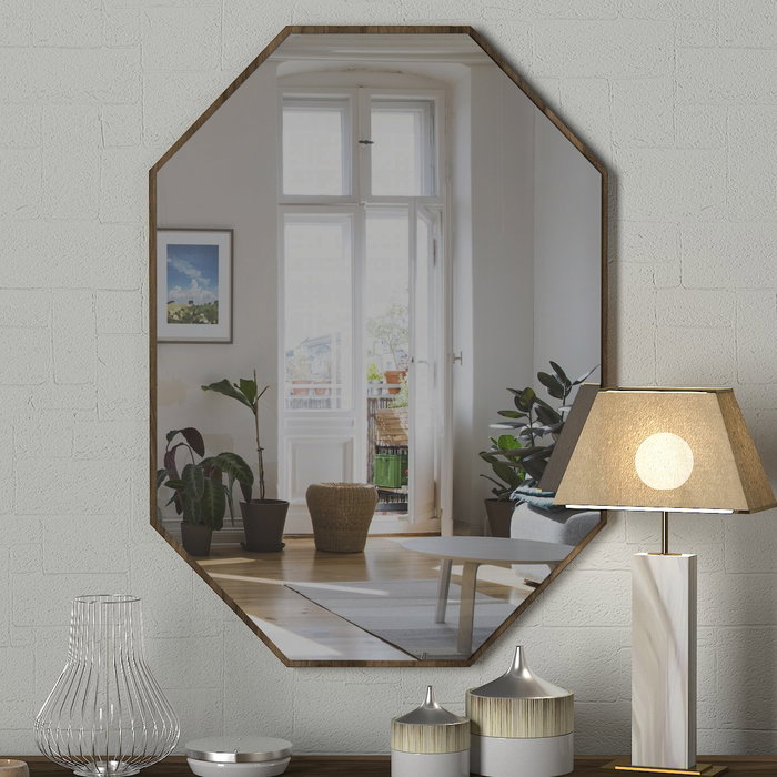 Hanah Home Espejo decorativo de aglomerado Nogal